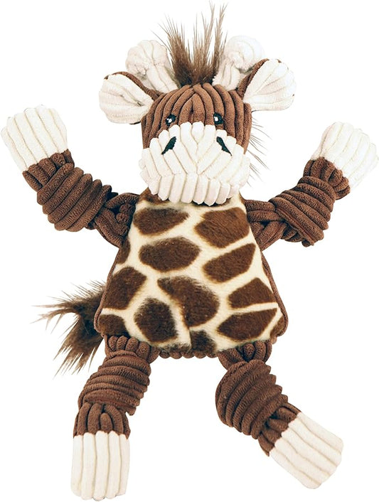 HuggleHounds Knottie Plush Dog Toy - Dog Stuffed Animal Toy, Puppy Toys, Squeaky Dog Toy for Small, Medium & Large Dogs, Durable Plush to Keep Them Busy - Giraffe, Large
