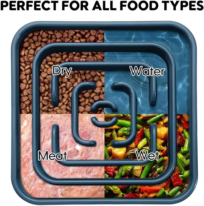 TOBYTO Slow Feeder Dog Bowls for Large Medium Breed, Anti-Choking Pet Slow Feeding Food Bowl, Non Slip Maze Puzzle Dog Feeder Bowl Prevent Bloating,Dark Blue