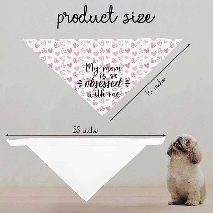 My Mom is So Obsessed with Me Mothers Day Dog Bandana Family Funny Cute Pet Dog Cat Bandana Scarf, Puppy Dog Scarf Bibs Accessories for Pet Birthday Gift - Red Plaid