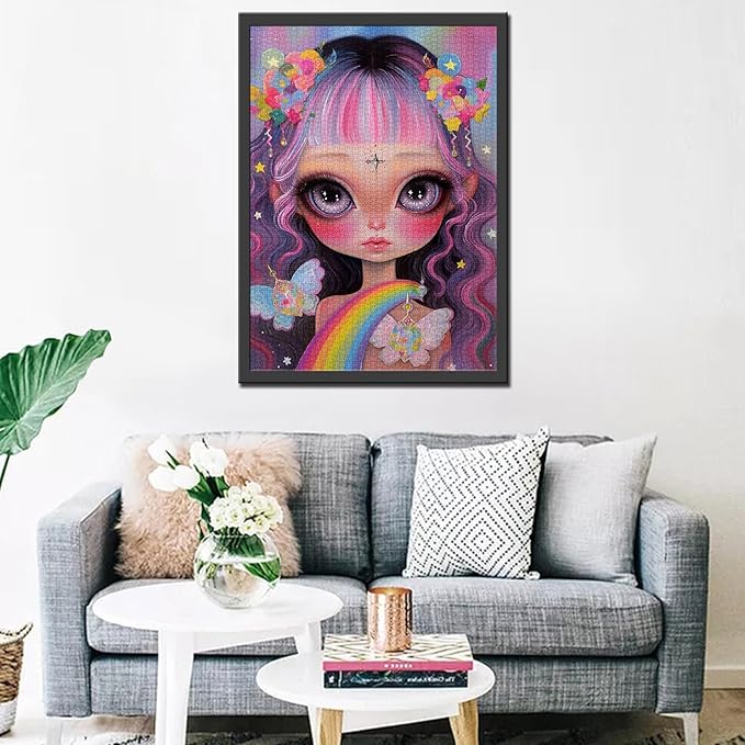 1000 Piece Rainbow Girl Jigsaw Puzzle Exquisite Cute Doll Jigsaw Puzzles for Adults Fashionable Sophisticated Home Decoration Family Puzzle Perfect for Game Nights Ideal Gift Choice 20 x 27 Inch
