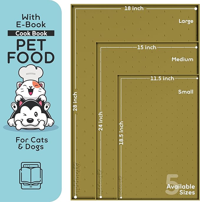 Dog Food Mat - 24x15 Raised Edges Dogs Mat for Food and Water Prevent Spill, Waterproof Cat Food Mats Protect Floors, Easy Clean Dog Bowl Mats for Food and Water, Silicone Pet Feeding Placemats