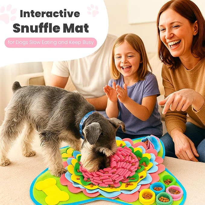 PETCARE Snuffle Mat for Dogs Interactive Enrichment Puzzle Toys for Small Medium Breed Dogs Cats Rabbits Cognitive Puppy Sniff Foraging Mats Mental Stimulation Treat Game Slow Feeder Mats, 19*19 inch
