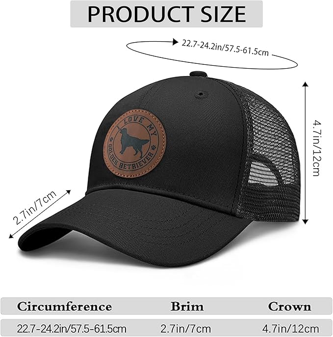 Dog Leather Patch Trucker Hat Gift - Adjustable Baseball Caps Dog Mesh Snapback Cap, Plastics Snapback Trucker Hats