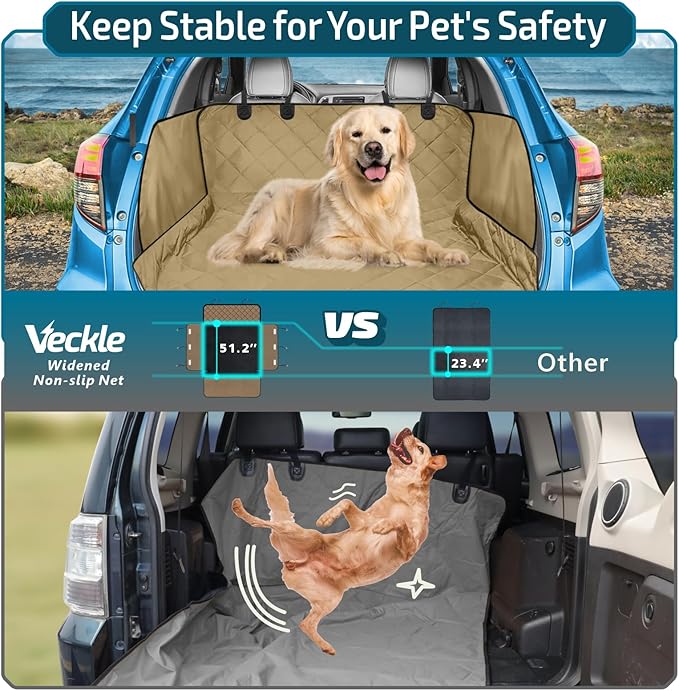 Veckle Cargo Liner, SUV Cargo Cover for Dogs with Side Flaps Hammock Water Resistant Nonslip Dog Seat Cover Area Protector Scratchproof for SUVs Sedans Vans