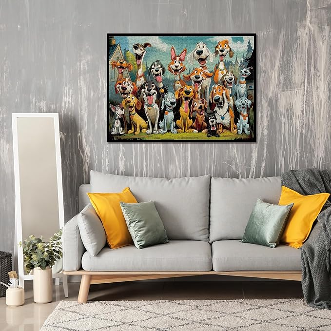 Funny Dog Puzzles for Adults 1000 Pieces, Cute Puppy Animal Jigsaw Puzzle, Challenging Puppies Family Puzzle as Home Wall Art Decor