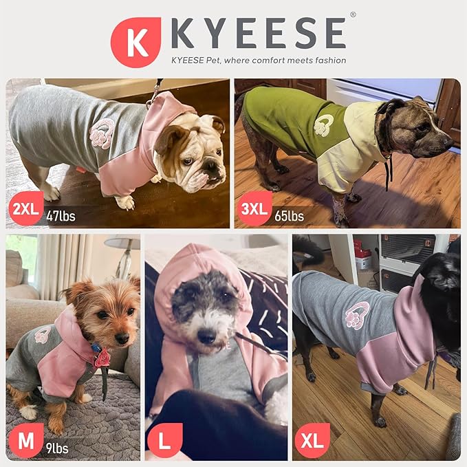 KYEESE Dog Hoodie Stretchy Cat Coat with Leash Hole Soft Dog Clothes for Small Dogs Pet Sweatshirt with Drawstring Dogs Winter Coat for Cold Weather Comfort Cat Sweater Warm Pet Clothes