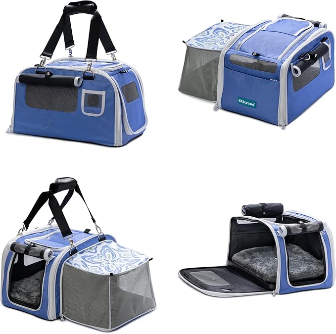 New Premium Soft-Sided 2-in-1 Kittyrama Cat Carrier & Home Hideaway – Vet-Recommended Calming Den, Dual-Use Lounge & Travel Carrier with SBS Zippers, Airline-Approved Under-Seat Fit