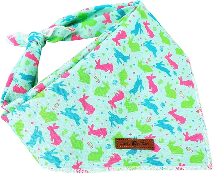 lionet paws Easter Bunny Egg Dog Bandana for Small Medium Large Dogs, Cat Dog Kerchief Triangle Bibs Scarf for Girl Boy