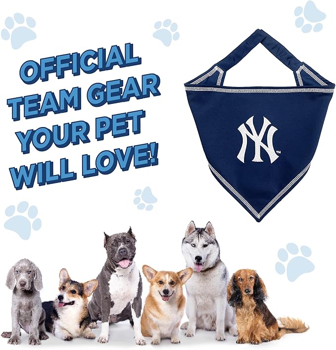Pets First MLB New York Yankees TIE Bandana, Small/Medium. Dog Bandana Scarf Bib for Pet Cat Dog. The Ultimate Game-Day, Party Bandanna, Birthday Event