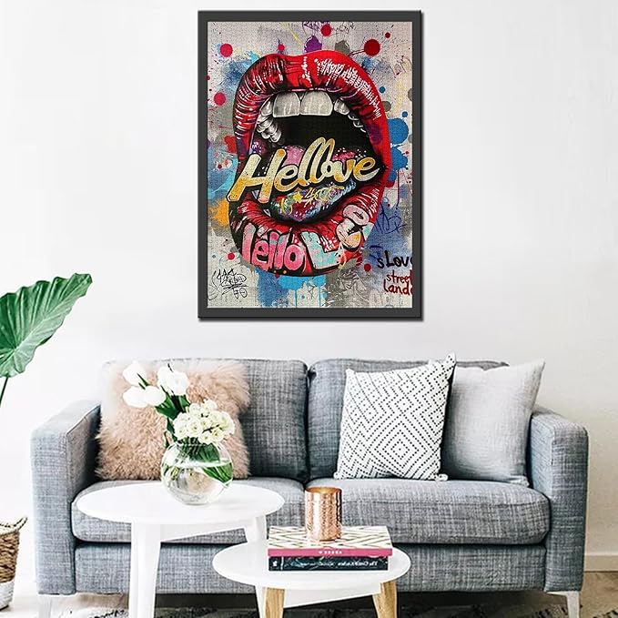 Street Graffiti Jigsaw Puzzle Love Sign Red Lips 1000 Piece Jigsaw Puzzles for Adults Challenging Family Activity Games Colorful DIY for Home Decor 20 x 27 Inch