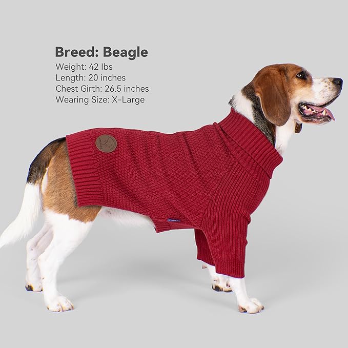 cyeollo Small Dog Sweater Warm Turtleneck Knitted Pet Winter Dog Clothes with Leash Hole Puppy Sweaters for Small Dogs