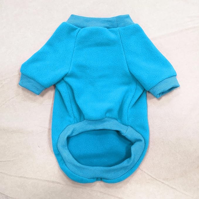 Idepet Dog Fleece Sweater, Small Dogs Shirt Pullover Sweatshirt Pet Dog Clothes Soft Puppy Sweater Warm Winter Shirt Classic Cat Apparel for Small Dogs and Cats (Medium, Blue)