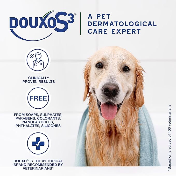 Douxo S3 SEB Shampoo, Contains 0.5% Ophytrium, Odor Control & Seboregulating, for Oily to Flaky Skin, Seborrhea, for Dogs and Cats, 6.7 fl. oz. (200mL)