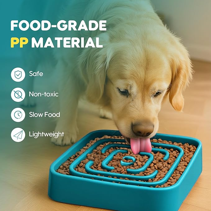 TOBYTO Slow Feeder Dog Bowls for Large Medium Breed, Anti-Choking Pet Slow Feeding Food Bowl, Non Slip Maze Puzzle Dog Feeder Bowl Prevent Bloating,Dark Green