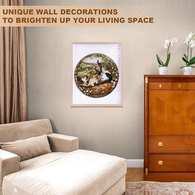 KAAYEE Wooden Puzzles for Adults, Kitten Manor Puzzles, 100 Piece Unique Animal Shape Puzzle, Cat Wood Puzzle for Adults, Creative Gifts for Cat Lover/Friends/Family, Home Decor(8.5 * 8.5in)