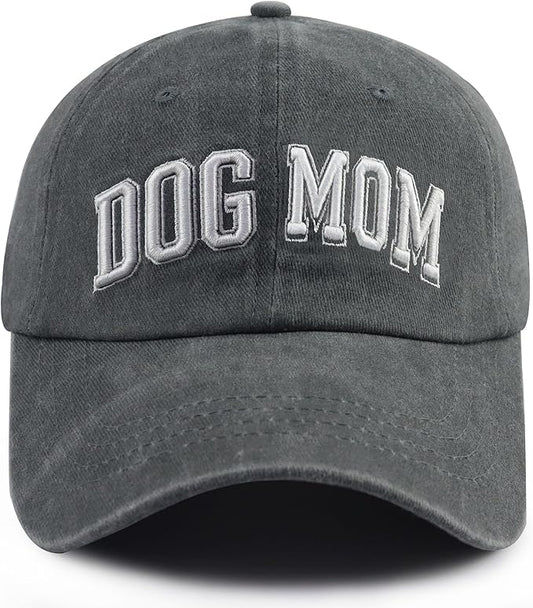 Dog Mom Hats for Women, Adjustable Cotton 3D Embroidered Dog Lover Baseball Cap