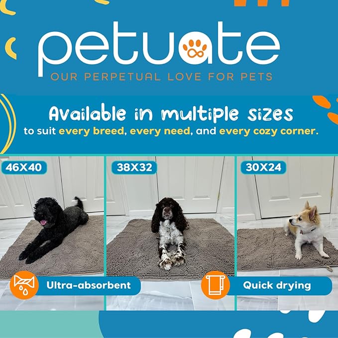 Pet 2-in-1 Dog Towel & Mat – Transforms from Drying to Bath Mat, Ultra Soft, Absorbent & Quick-Drying, Machine Washable Dog Towels with Detachable Non-Slip Mat and Hand Pockets (Small)