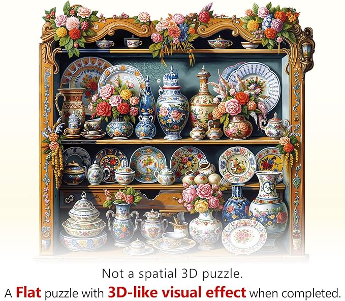 KAAYEE Wooden Puzzles for Adults, Porcelain Treasures Jigsaw Puzzles, 190 Piece Unique Shape Puzzle, Creative Gifts for Adults/Friends/Family, Family Game，Wall Decor(10.6 * 10.6in)