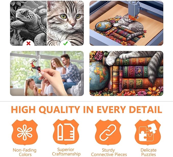 Wooden Puzzles for Adults - Dr. Cat Puzzle for Adults, Unique Shape Wooden Jigsaw Puzzle, Wood Puzzles Adult, Good Gift Idea for Cat Lovers, Home Decor (S-8.5 * 7.5in-90 Pieces)