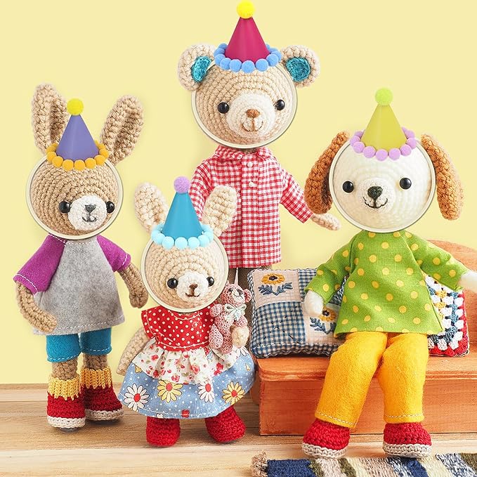 12 Pack Mini Party Hats for Stuffed Animals, Mini Hats with Pom Poms Dog Birthday Party Hats for Dolls Dog Cat Pet Birthday Decoration