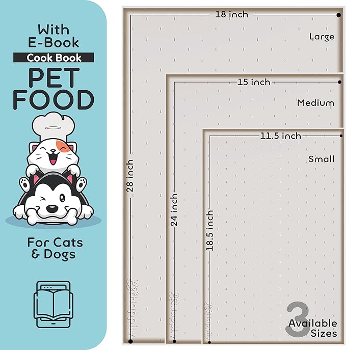 Dog Food Mat - 24x15 Raised Edges Dogs Mat for Food and Water Prevent Spill, Waterproof Cat Food Mats Protect Floors, Easy Clean Dog Bowl Mats for Food and Water, Silicone Pet Feeding Placemats Mist