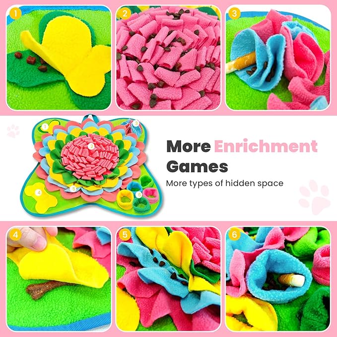 PETCARE Snuffle Mat for Dogs Interactive Enrichment Puzzle Toys for Small Medium Breed Dogs Cats Rabbits Cognitive Puppy Sniff Foraging Mats Mental Stimulation Treat Game Slow Feeder Mats, 19*19 inch