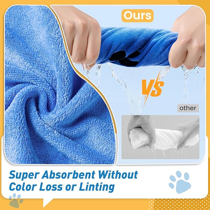 Pet Shower & Bath Supplies，Dog Shampoo Brush Set with Towel, Washing Gloves,Comb for Dogs and Cats (Blue)