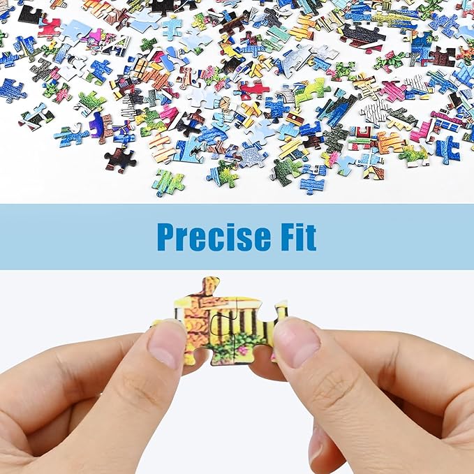 Seaside Town Jigsaw Puzzle, Puzzles for Adults 1000 Pieces, Ocean Boat Seagull Landscape Puzzle with Letters on Back, Challenging for Adults with Vibrant Coastal Art, 28x20 Inch, Family Games & Gift