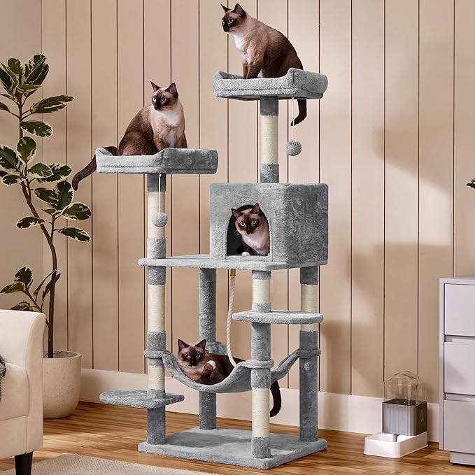 Yaheetech 59 inches Multi-Level Cat Tree Tower Condo Furniture w/Scratching Posts, Stand House Activity Center for Indoor Cats, Kitten, Pet