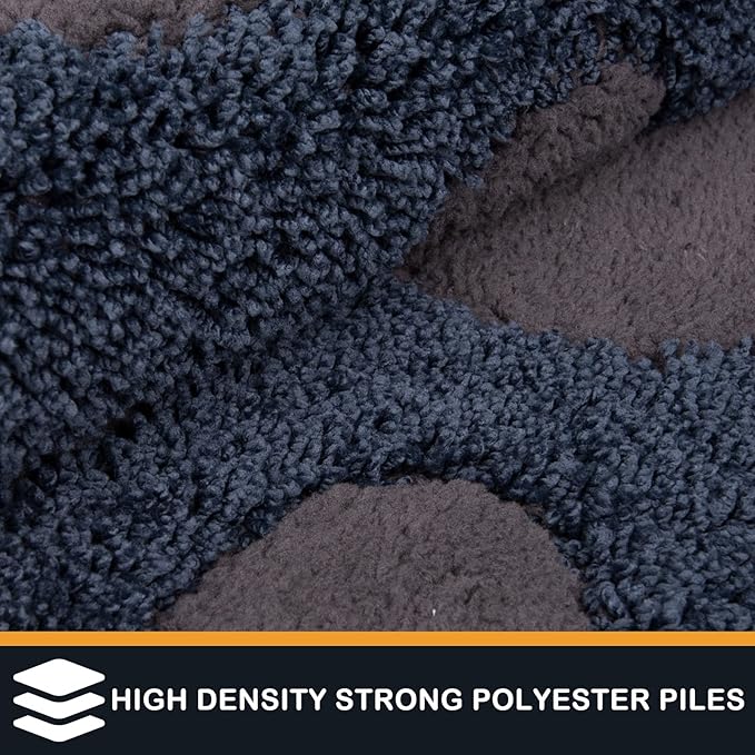 PURRUGS Dirt Trapping Door Mat 24" x 35.5", Non-Skid/Slip Machine Washable Microfiber Entryway Rug, Dog Doormat, Super Absorbent Welcome Mat for Muddy Wet Shoes and Paws, Navy Blue