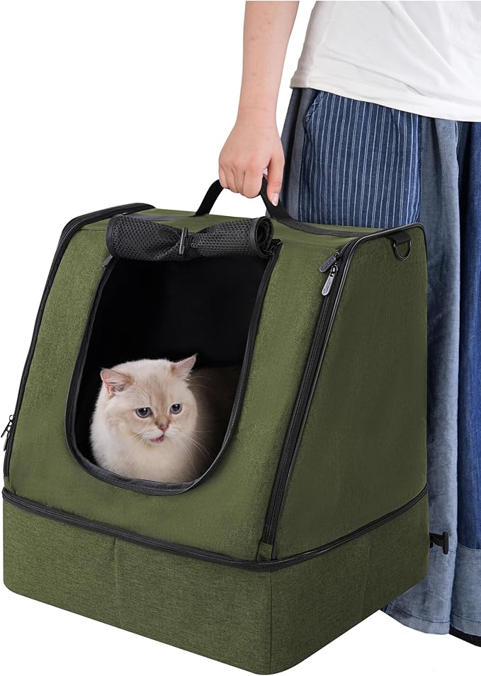 apollo walker Portable Cat Travel Litter Box with Zipped Waterproof Bag,No Collapse with Hard Base Insert at Bottom, No Leakage, No Smell, Easy to Carry, Easy to Use in Hotels