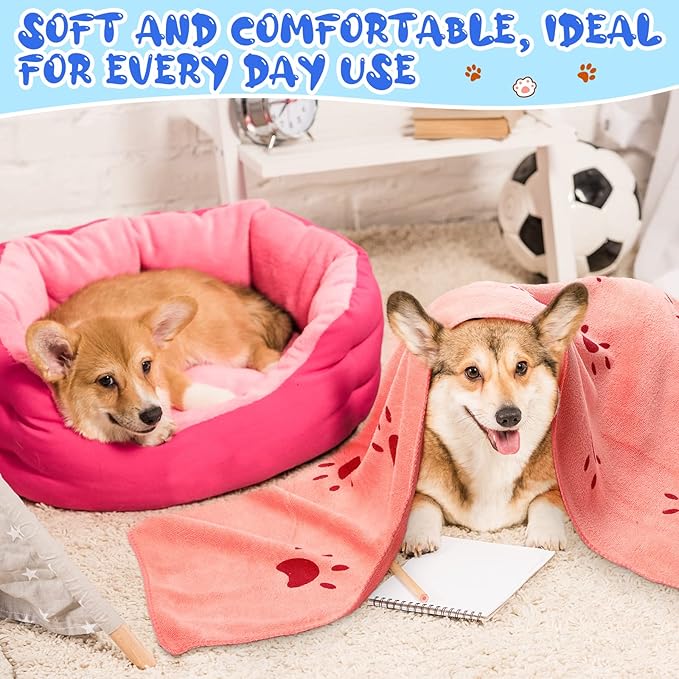 Moukeren 12 Pcs Dog Drying Towel Bulk 20'' x 39'' Microfiber Dog Bath Grooming Towels Absorbent Soft Quick Drying Cat Bathing Supplies for Small Medium Puppy Cat