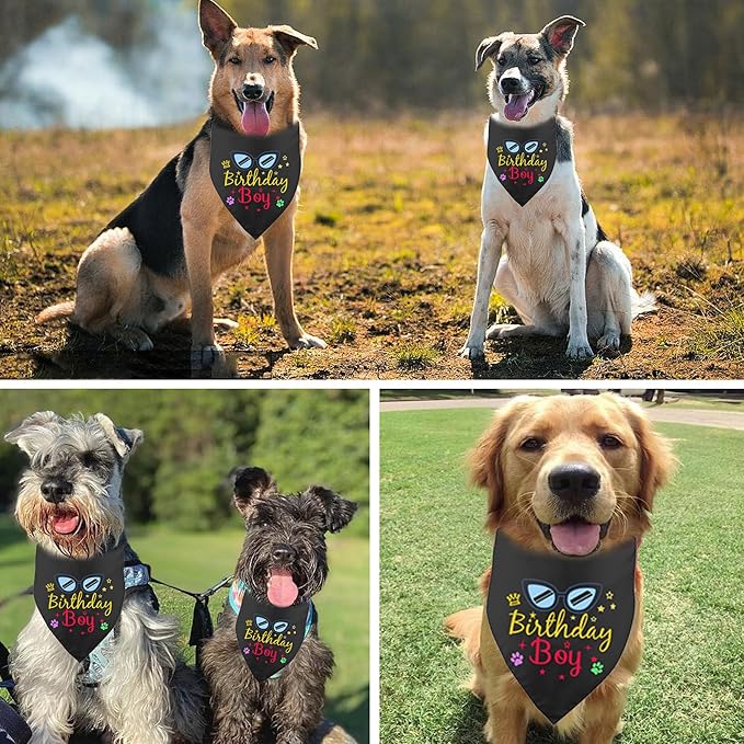Dog Birthday Bandana, Triangle Dog Bandanas Party Supplies Bandanas Boy Girl Dogs Birthdays Gift Plaid Bibs Scarf Adjustable Accessories for Small Medium Large Puppy Pet