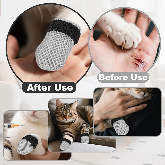 Cat Booties Anti Scratch Mittens,4 PCS cat Claw Covers,Mesh Breathable Cat Shoes,Adjustable Cats Anti Scratch Gloves,Suitable for Cats When Bathing and Nail Trimming