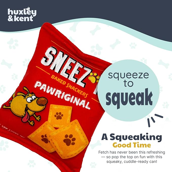 Huxley & Kent Funny Dog Toy w/Squeaker – Power Plush Squeaky Dog Toys for Small, Medium & Large Dogs – Soft Stuffed Animal for Indoor Play & Fetch - Sneez-It, Large