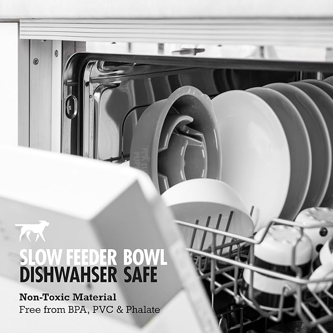 Tuff Pupper Slow Feeder Insert Bowl | Puzzle Maze Slows Down Eating | Elevated Feeder Tray Bowls | Standalone Dog Bowl | Pet Bowls Insert | Easy Clean Dishwasher Safe (4 Cups - Fits 8.9-9.3 Inch Hole)