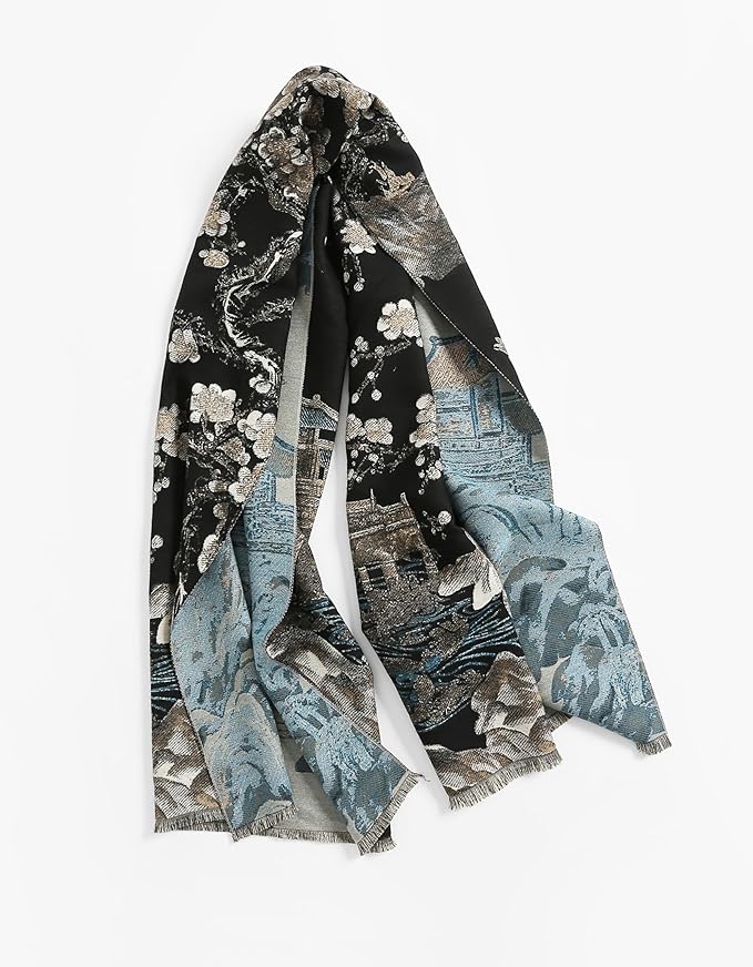 Jeelow Womens Pashmina Shawl Wrap Scarf - Elegant Dressy Evening Poncho Cape for Formal and Wedding Outfits