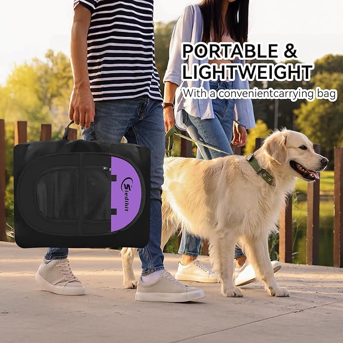 Large Dog Playpen, Puppy Pet Playpen Indoor, Dogs Tent Crates Cage Indoor/Outdoor, Portable Pop Up Dog Kennel Playpen with Carrying Case for Dogs/Cats/Rabbits, Purple