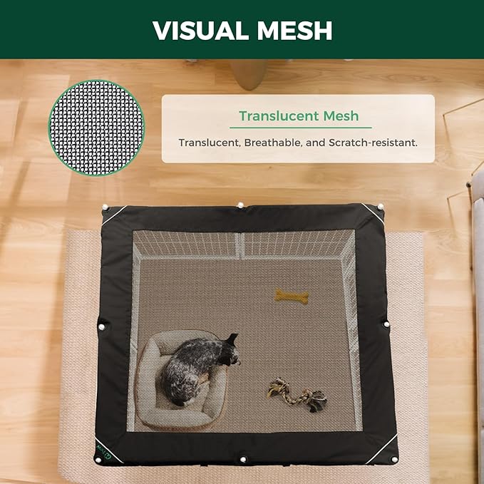 FXW Homeplus Unleashed Indoor Dog Playpen - Stress-Free and Safe Play, Heavy Duty 45 Inch 8 Panels with Playpen Cover for Large Dogs, White│Patented