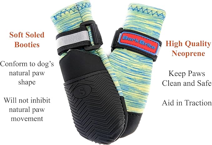 All Weather Neoprene Paw Protector Dog Boots with Reflective Straps in 5 Sizes! (Turquoise Small)