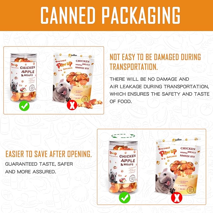 PAWUP Chicken Sweet Potato Dog Treats, Double Sweet Potato Chews with Taurine, Healthy Pet Snacks for Small Medium Large Dogs, 12.5 oz