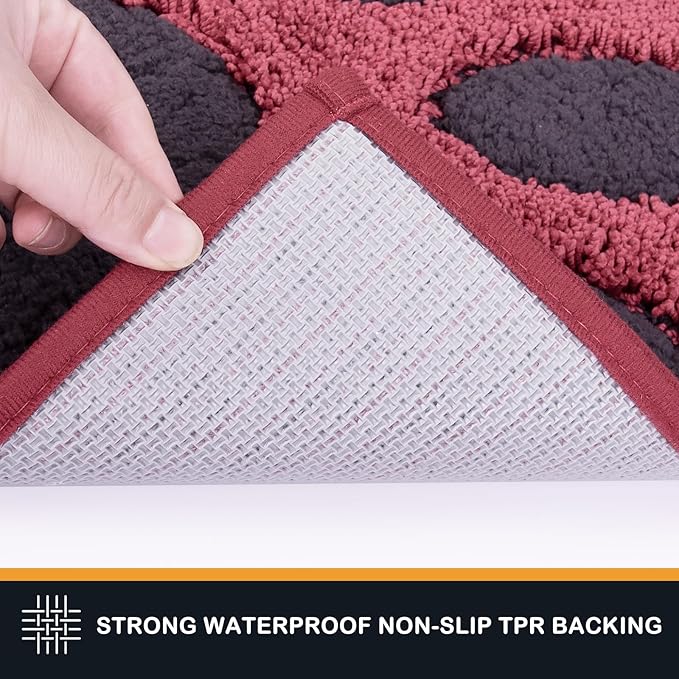 PURRUGS Dirt Trapping Door Mat 32" x 47", Non-Skid/Slip Machine Washable Microfiber Entryway Rug, Dog Doormat, Super Absorbent Welcome Mat for Muddy Wet Shoes and Paws, Burgundy Red