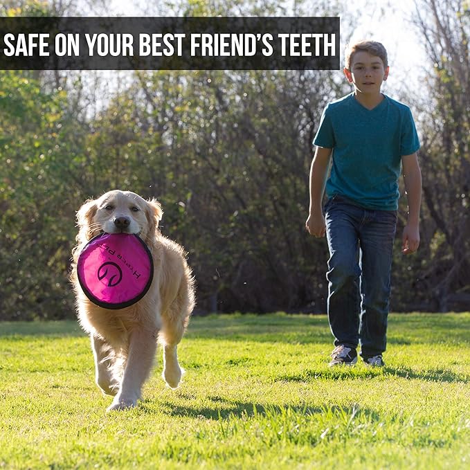 Hyper Pet Flippy Flopper Dog Frisbee Interactive Dog Toys [Flying Disc Fetch Toy Floats in Water & Safe on Teeth] (Colors Will Vary), Multicolor, 9"