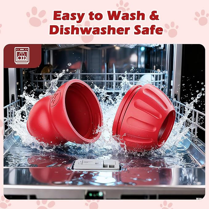 VIWIK Frozen Treat Dispensing Dog Toy for Medium Small Dogs, Interactive Dog Puzzle Toys for Boredom, Cognitive Dog Enrichment Toys, Freezable Fillable Rubber,Reduces Anxiety Red