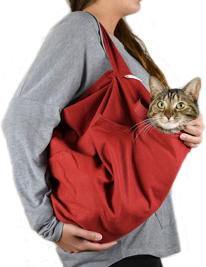 Cat-in-the-Bag Cozy Comfort Carrier - Extra Large Red Cat Carrier Soft and Pet Carrier for Nail Trimming, Vet Visits, Medication Administration, Dental Care, and Travel