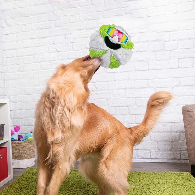 goDog Holiday Collection Mixed Materials TPE-Plush Cool Mint Squeaky Dog Toy, Chew Guard Technology - Green/White, One Size