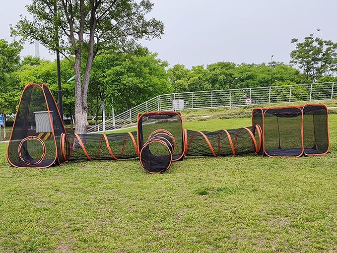 6 in 1 Pet Cat and Dog Tunnel Tent Foldable Pet Tent Outdoor Pop Up Pet Playpen Cage Fences House (Styles 1)