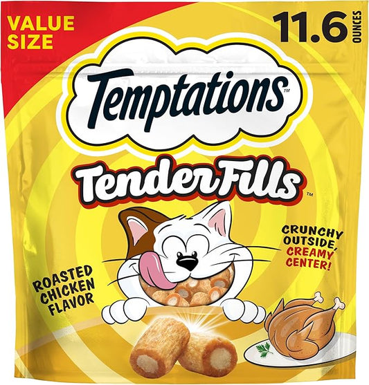 Temptations Tender Fills Crunchy and Soft Adult Cat Treats, Roasted Chicken Flavor, 11.6 oz. Pouch