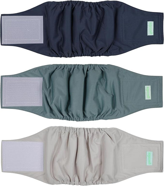 wegreeco Washable Male Dog Belly Band (Stylish Pattern)- Pack of 3 - Washable Male Dog Belly Wrap, Dog Diapers Male (Blue, Green, Champagne, Small)