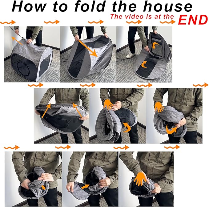 LUCKITTY Portable Cat Playpen, Delivery Room, Enclosure, Postoperative Recovery, House Design for Better Standing, Foldable Pet Tent for Indoor and Outdoor Use, Cat Houses & Condos Light Gray